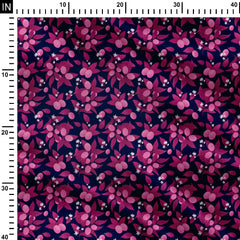 Night garden berries magenta and navy blue Print Fabric