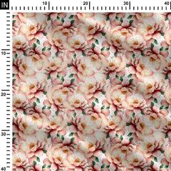 big rose flowers allover Print Fabric