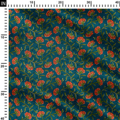 Mary Blue Gold Print Fabric