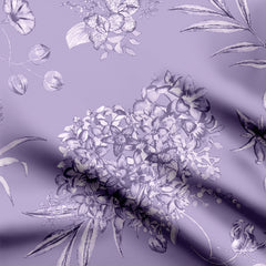 Organza 2 Meters mono flowers pattern Print Fabric