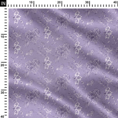 Organza 2 Meters mono flowers pattern Print Fabric