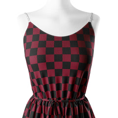 Red & black check Print Fabric