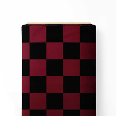 Red & black check Print Fabric