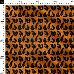 Spooky Cats Orange Rust Print Fabric