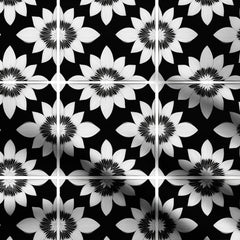 Black Flower Print Fabric