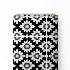 Black Flower Print Fabric