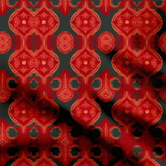 Ethnic Red Green Print Fabric