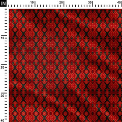 Ethnic Red Green Print Fabric