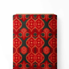 Ethnic Red Green Print Fabric