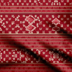 Red Border Design Print Fabric