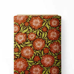 Red Floral Abstract Print Fabric