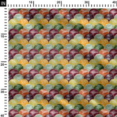 Abstract Fall trees Scallop pattern Print Fabric