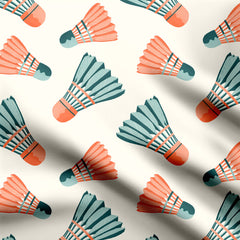 Badminton Birdies orange and teal Print Fabric