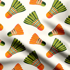 Badminton Birdies orange and green Print Fabric