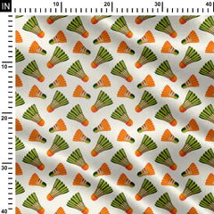 Badminton Birdies orange and green Print Fabric