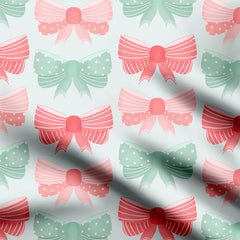 Mint and pink coquette bows Print Fabric