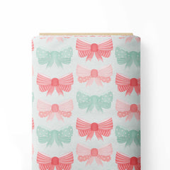 Mint and pink coquette bows Print Fabric
