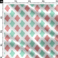 Mint and pink diamonds Print Fabric