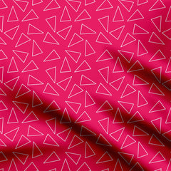 Random Traingles Raspberry Print Fabric