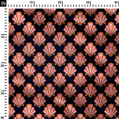 Art Deco damask orange, pink and black Print Fabric