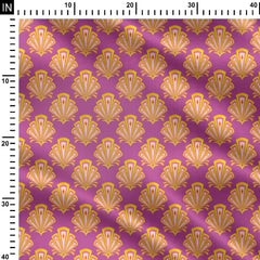 Art Deco damask pink and yellow Print Fabric