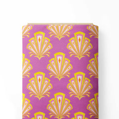 Art Deco damask pink and yellow Print Fabric