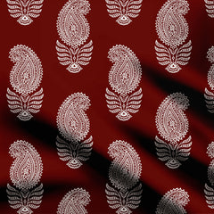 Bagh Paisley Maroon Print Fabric