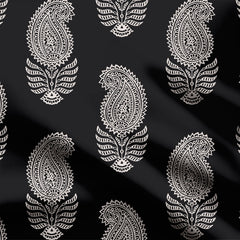 Bagh Paisley Charcoal black Print Fabric