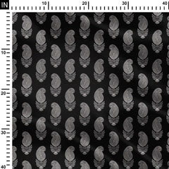 Bagh Paisley Charcoal black Print Fabric