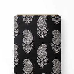 Bagh Paisley Charcoal black Print Fabric