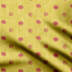 Yellow Floral red peony Print Fabric