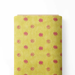 Yellow Floral red peony Print Fabric