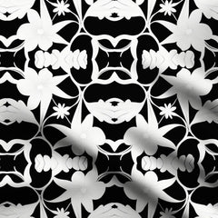 Black Floral 4 Print Fabric