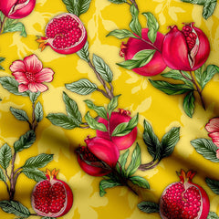 pomegrante with floral Print Fabric