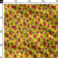 pomegrante with floral Print Fabric