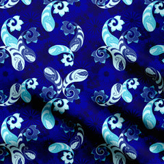 Paisley Petals colour variation blue Print Fabric