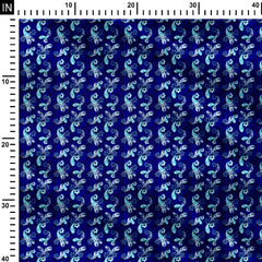 Paisley Petals colour variation blue Print Fabric