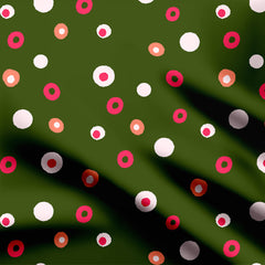 Dark green party dots Print Fabric