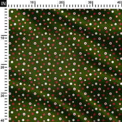 Dark green party dots Print Fabric