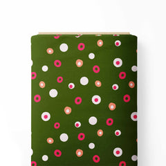 Dark green party dots Print Fabric