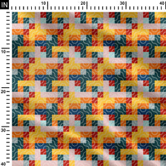 square and truchet lines colorway 2 Cotton Poplin Print Fabric