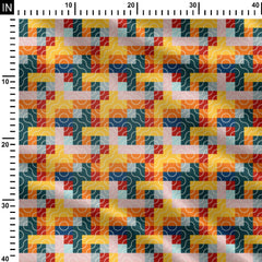 square and truchet lines colorway 2 Print Fabric