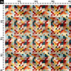 curved squares colorway 1 Cotton Poplin Print Fabric