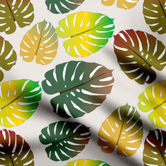 Multicolour Monstera leaves Print Fabric