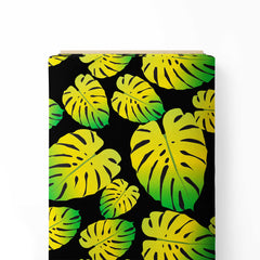 Vivid Monstera leaves Print Fabric