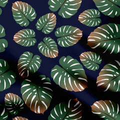 Monstera Blue Print Fabric