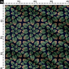 Monstera Blue Print Fabric