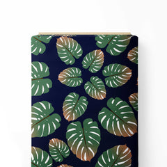 Monstera Blue Print Fabric