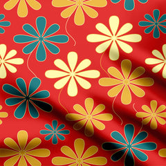 The Red Pattern Florel Print Design Print Fabric