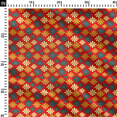 The Red Pattern Florel Print Design Print Fabric